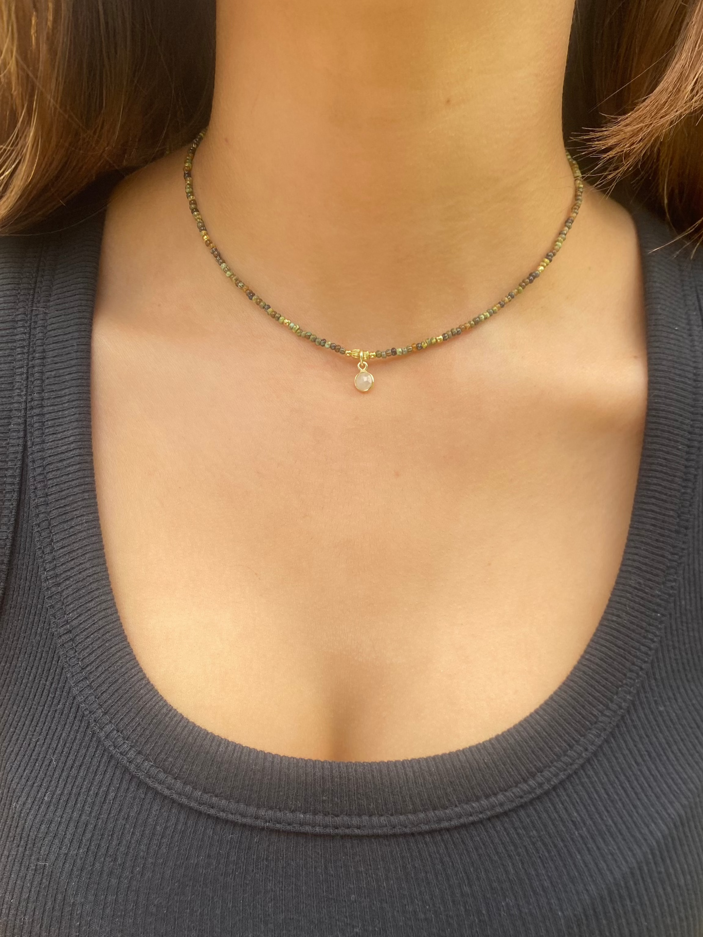 Gold n' Moonstone Beaded Necklace