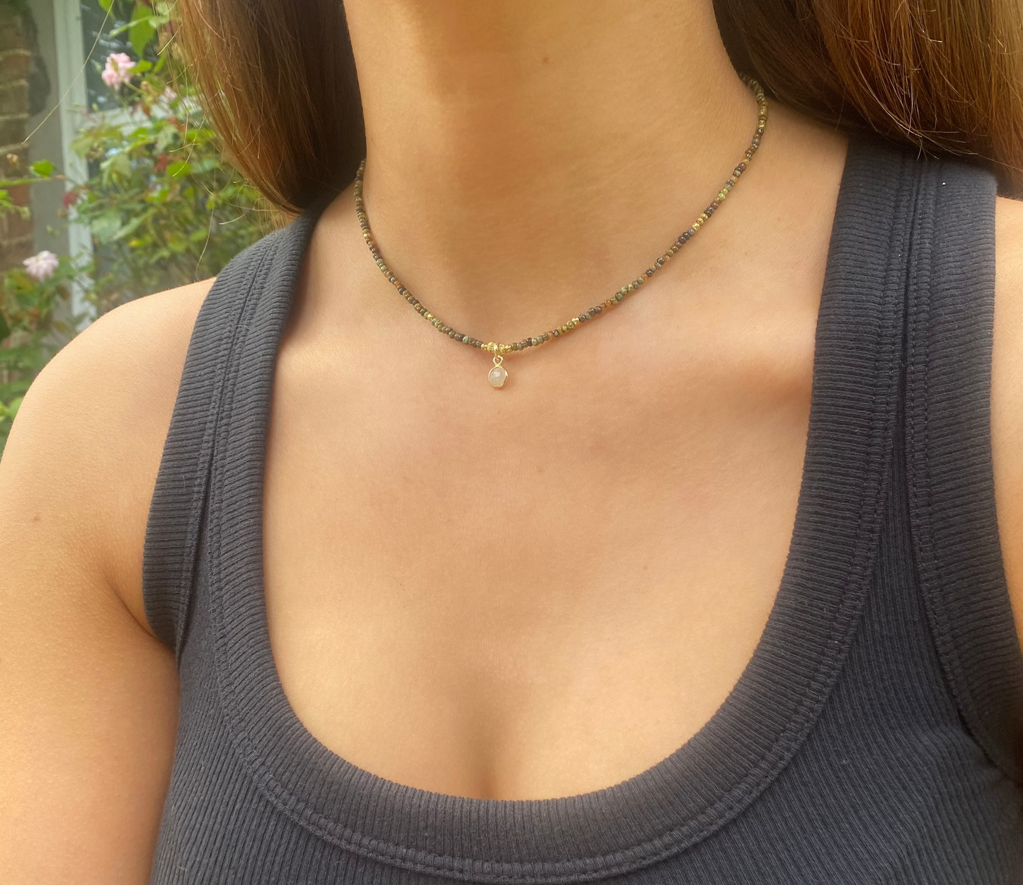 Gold n' Moonstone Beaded Necklace