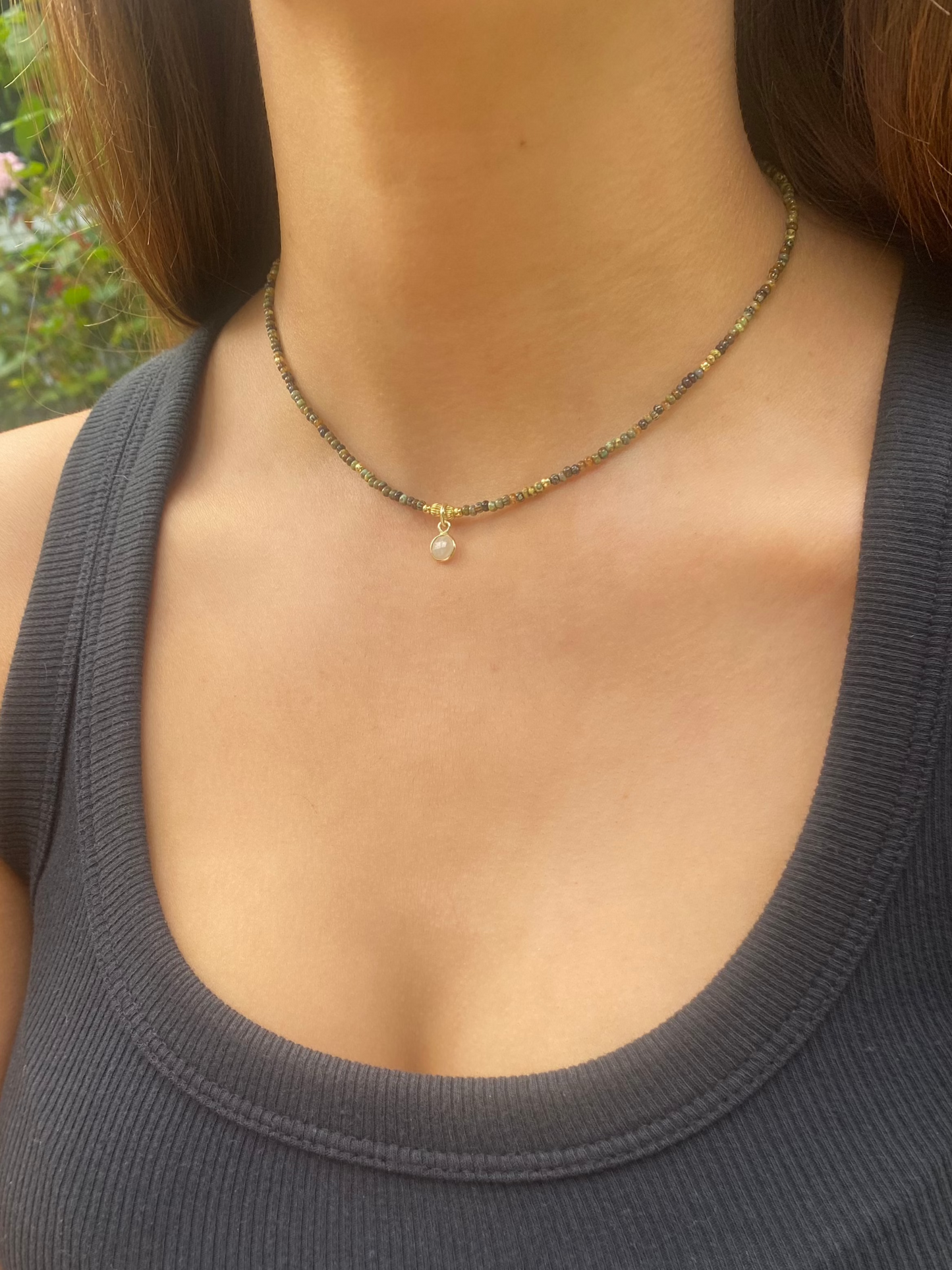 Gold n' Moonstone Beaded Necklace