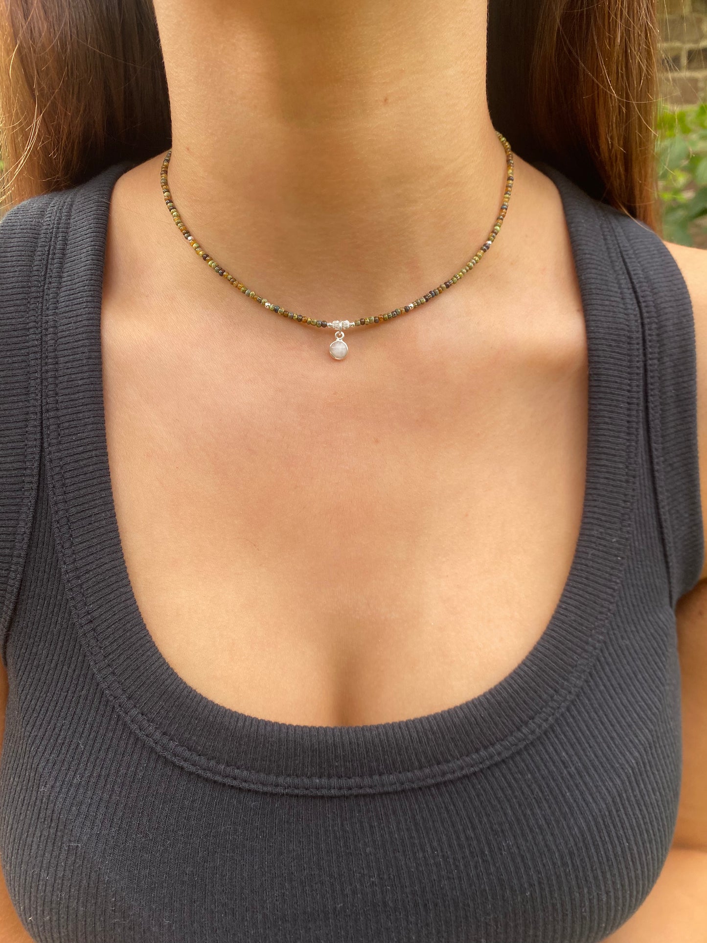 Silver Moonstone Beaded Necklace