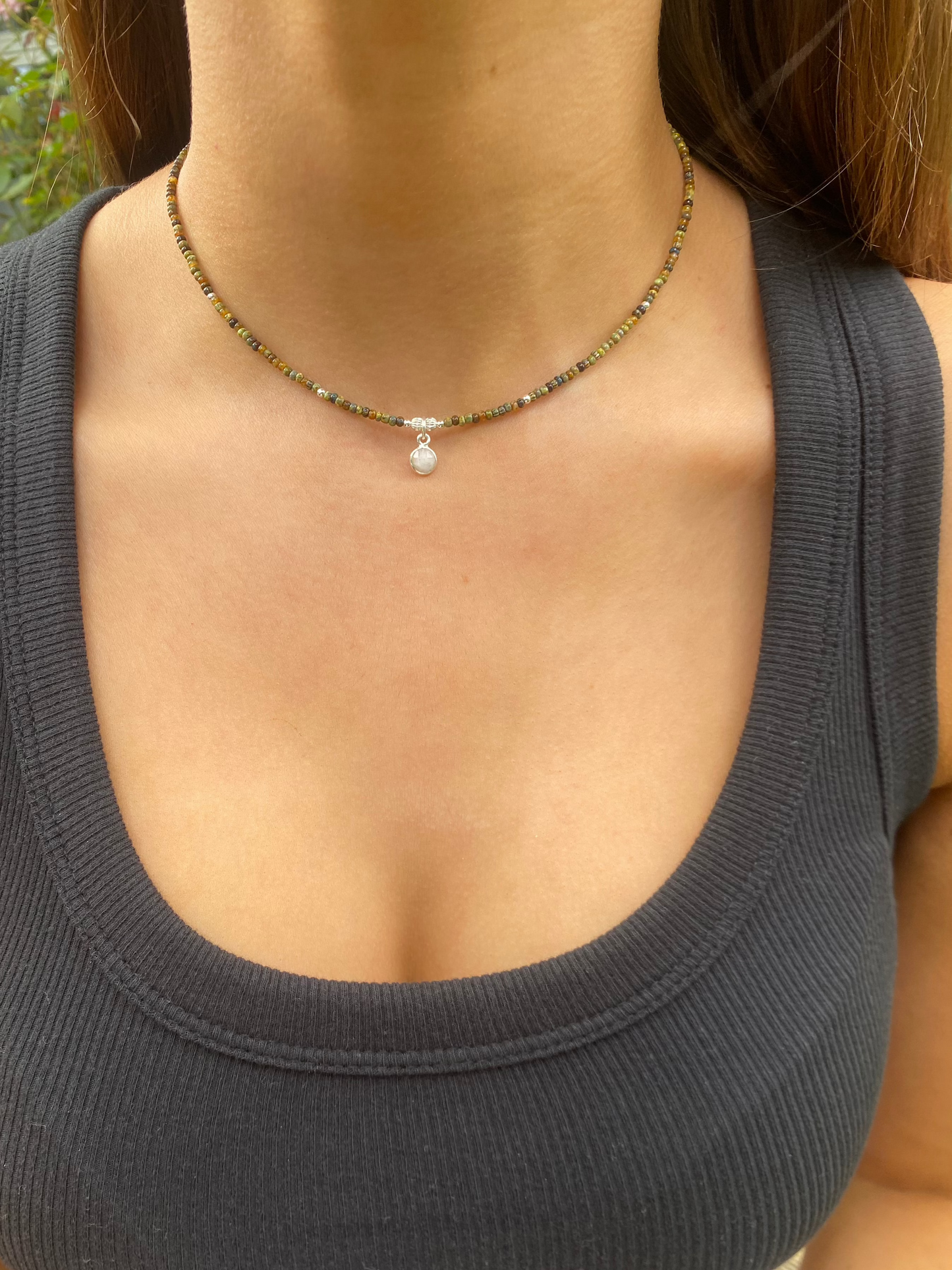 Silver Moonstone Beaded Necklace