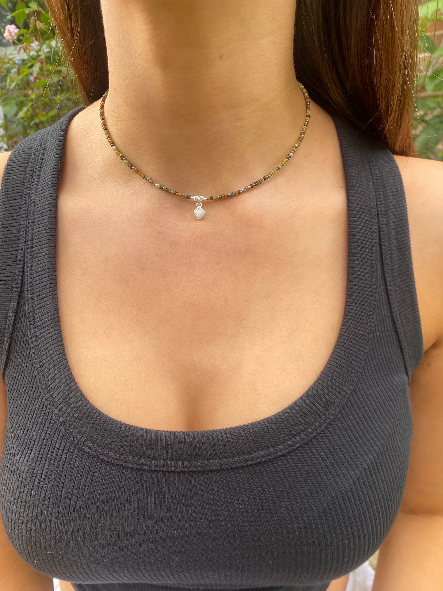 Silver Moonstone Beaded Necklace