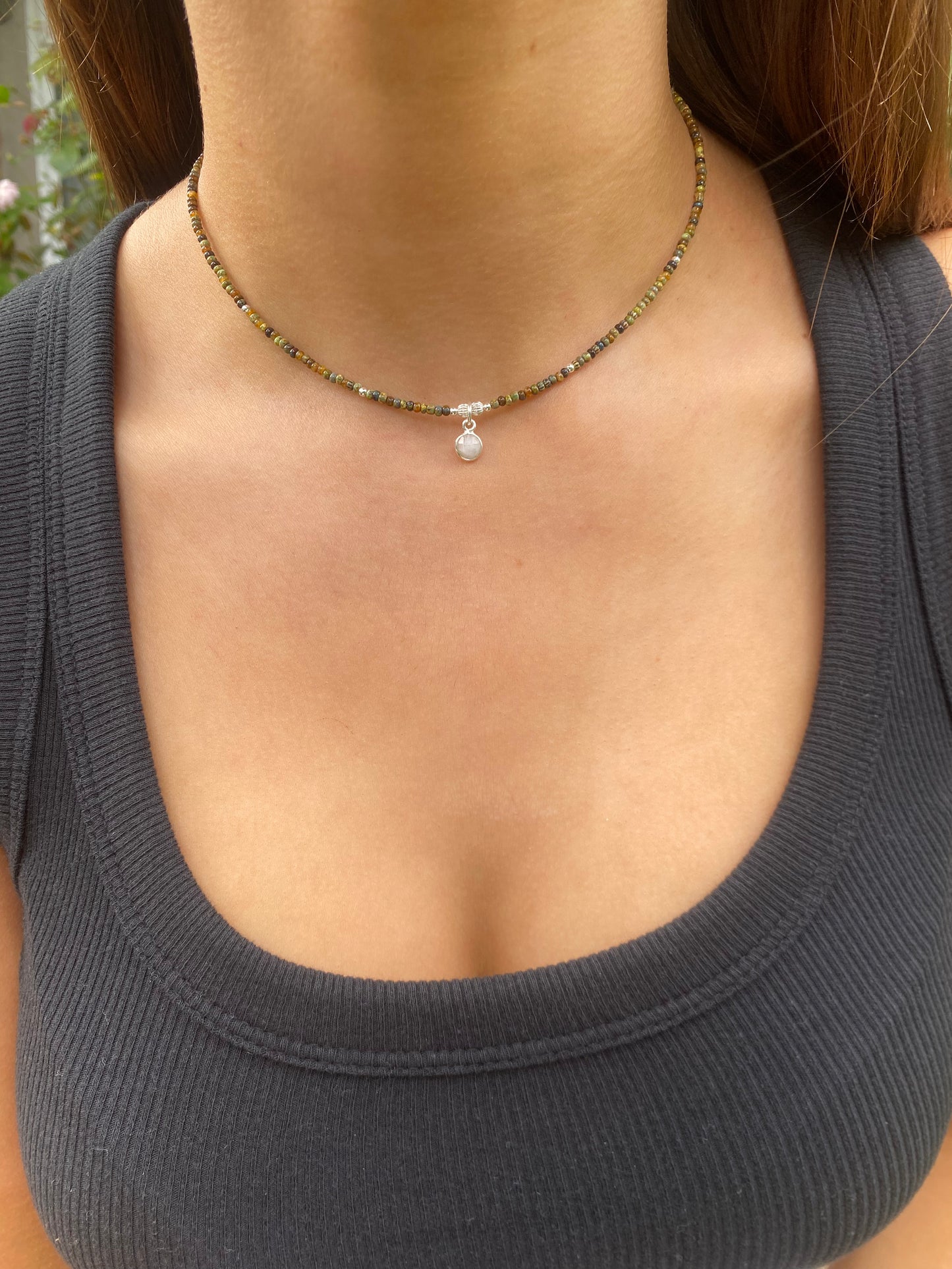 Silver Moonstone Beaded Necklace