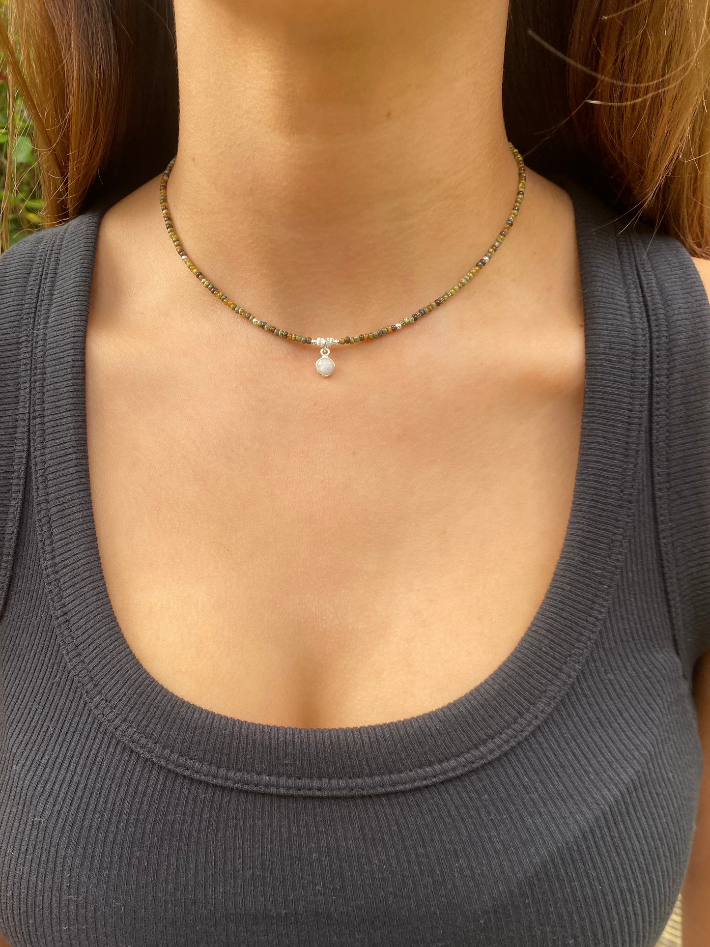 Silver Moonstone Beaded Necklace