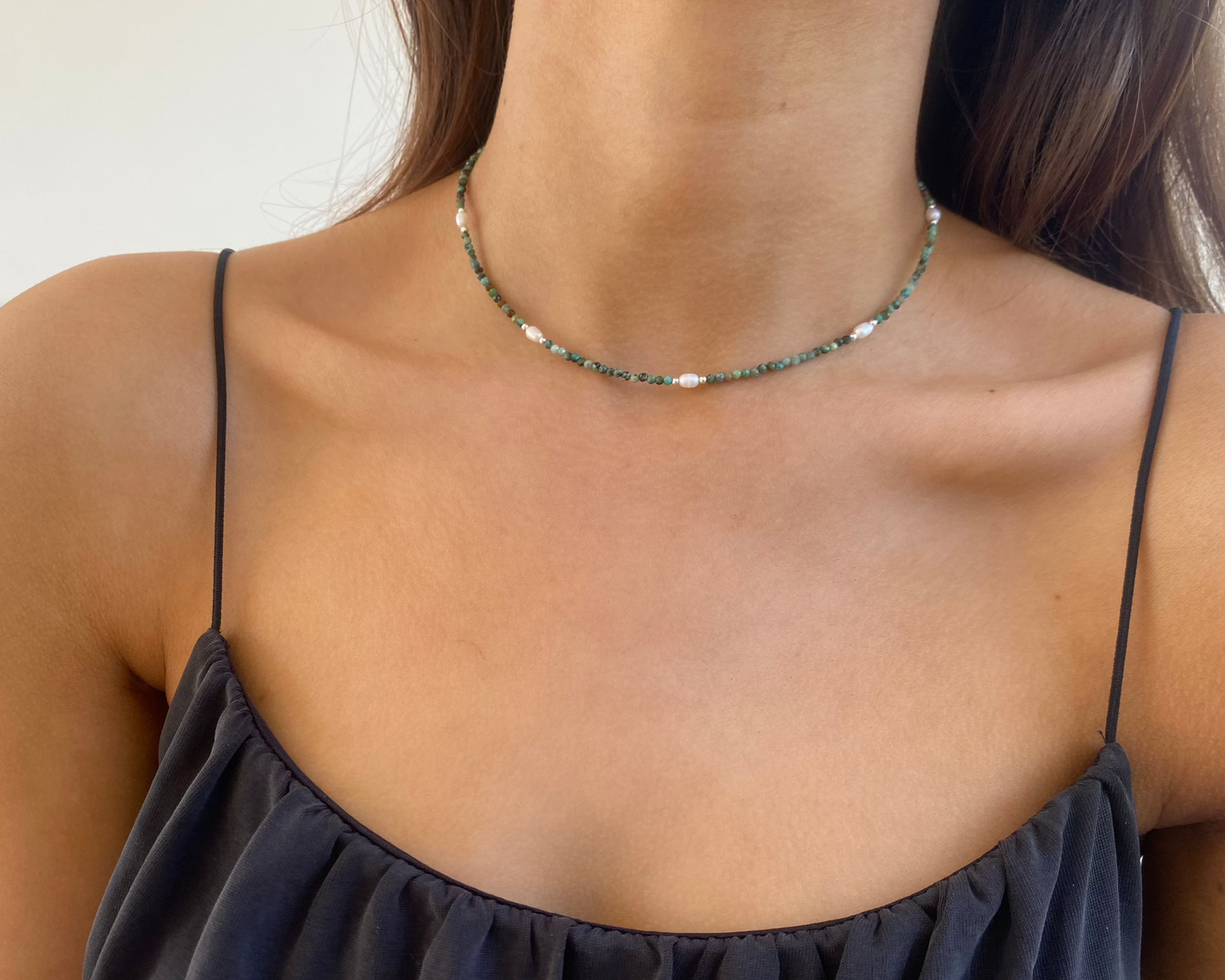 Sterling Silver Pearl n' Turquoise Beaded Necklace