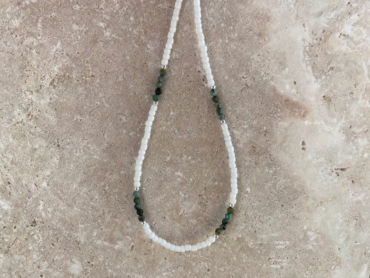 White n' Turquoise Beaded Anklet