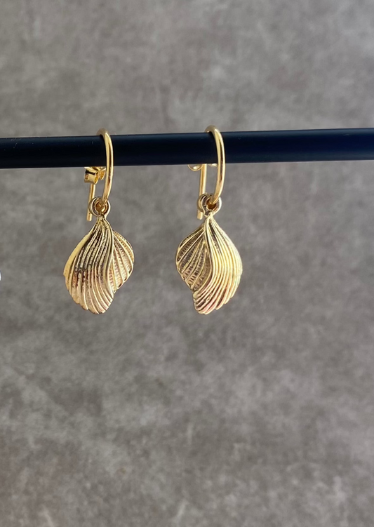 Gold Shell Hoop Earrings