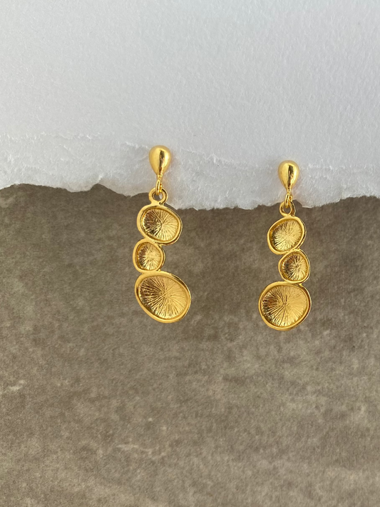 Gold Lily-pad Drop Earrings