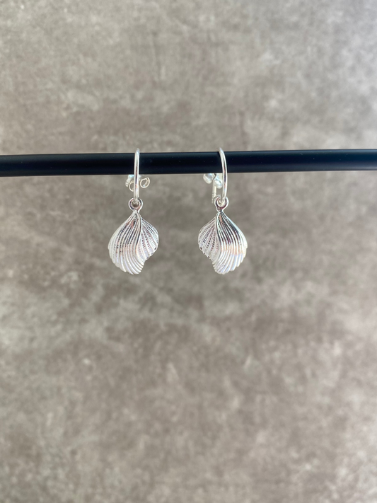 Sterling Silver Shell Hoop Earrings