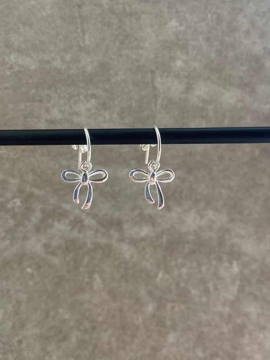 Sterling Silver Bow Hoop Earrings