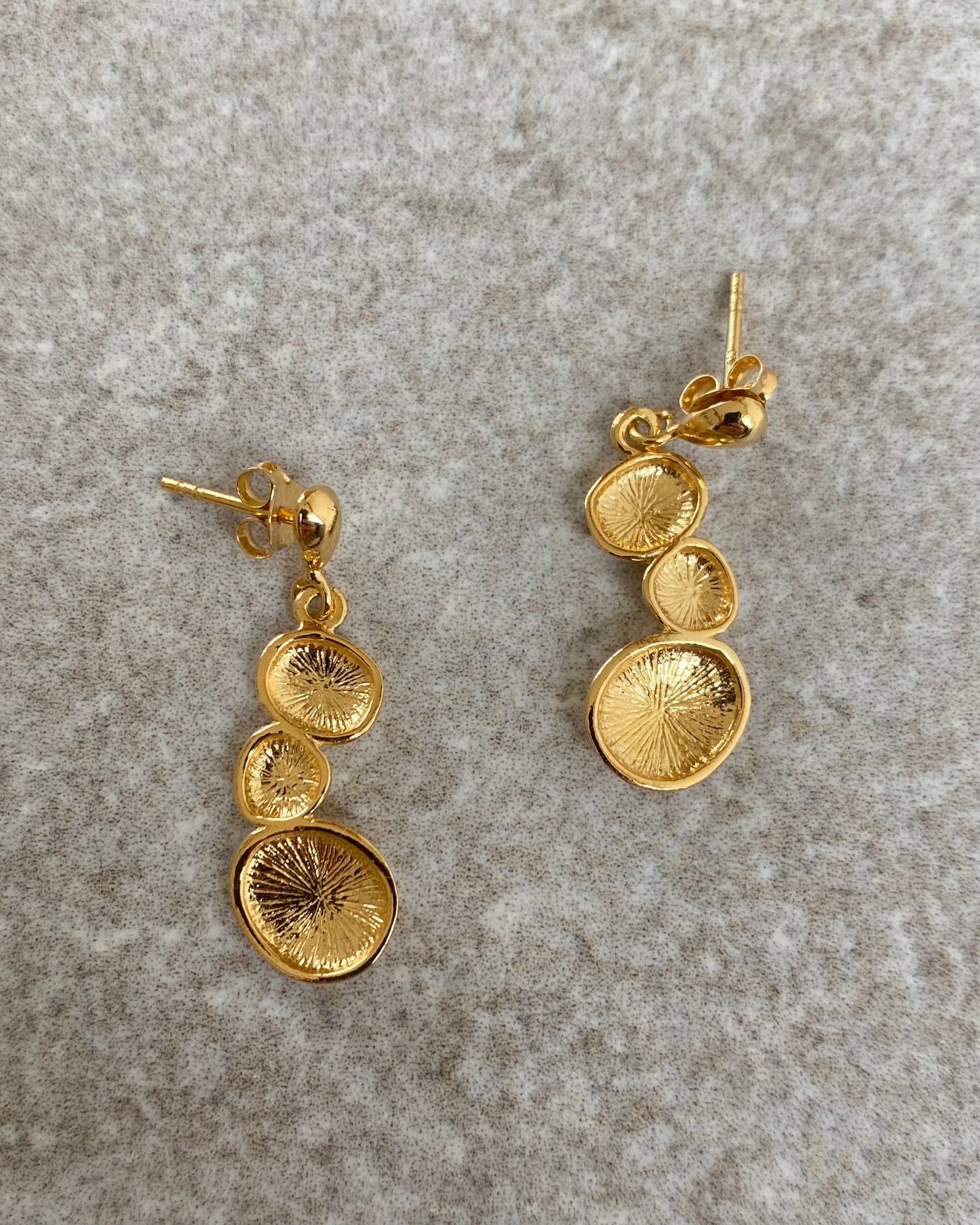 Gold Lily-pad Drop Earrings