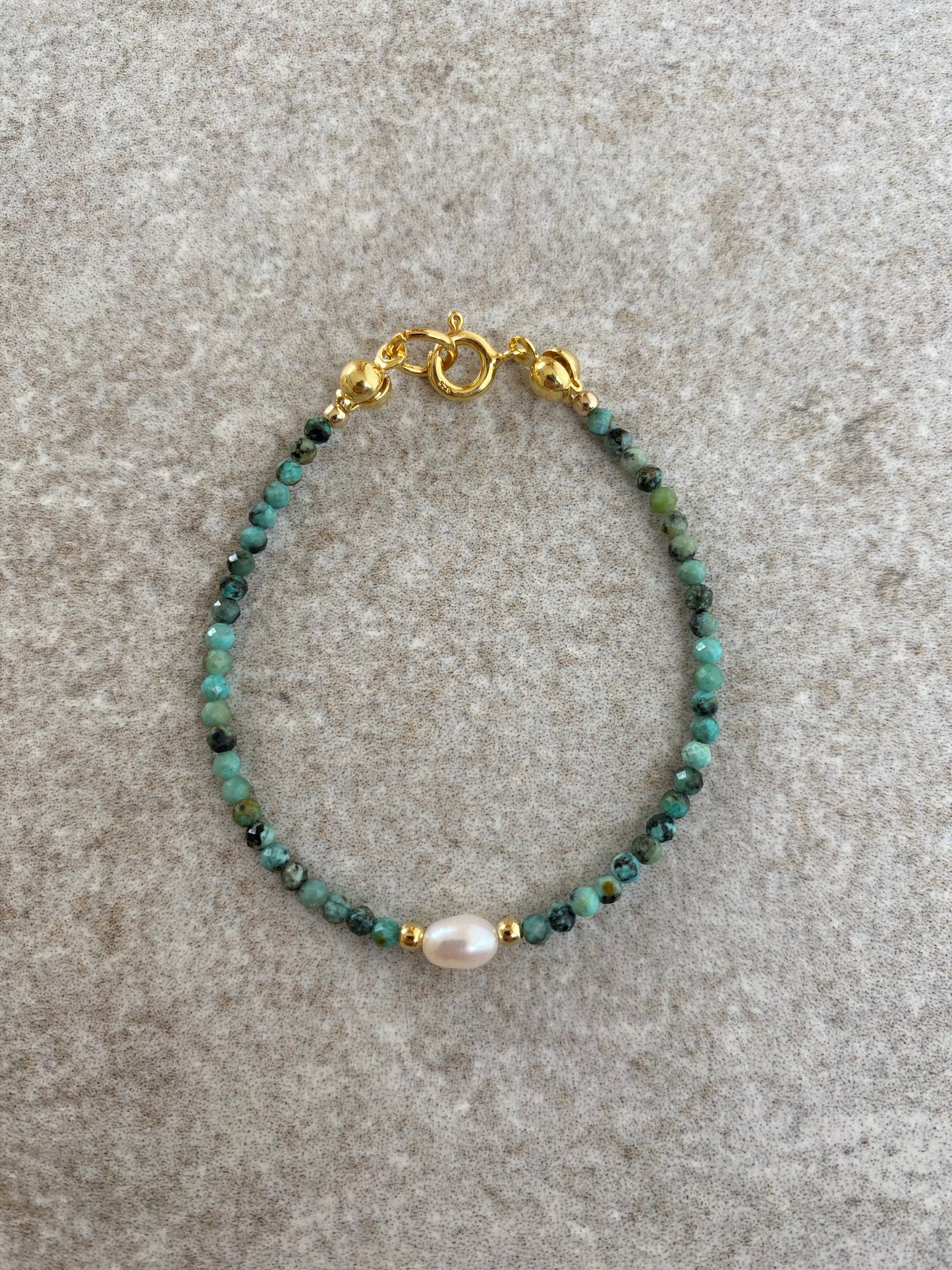 Gold n' Turquoise Beaded Pearl Bracelet