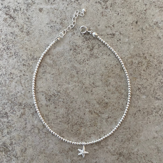 Sterling Silver Starfish Anklet