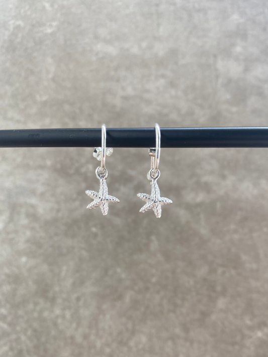 Sterling Silver Starfish Hoop Earrings