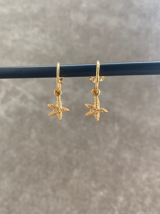 Gold Starfish Hoop Earrings