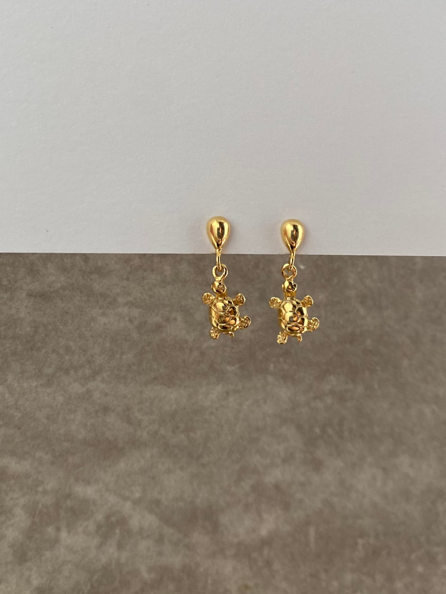 Gold Drop Turtle Earrings