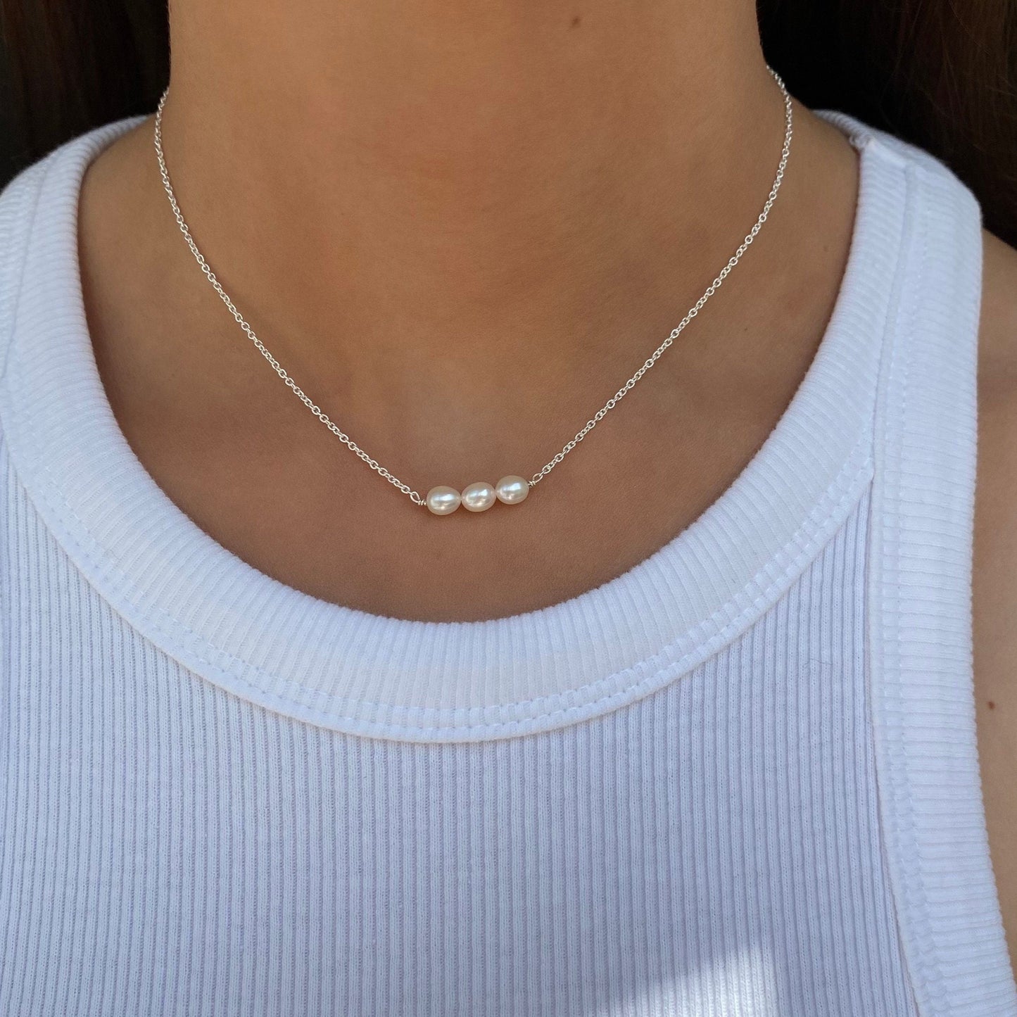 Freshwater Pearl Necklace Sterling Silver 925 Handmade, Pearl Choker Necklace, Dainty Pearl Necklace, Dainty Pearl Jewellery, Minimalist