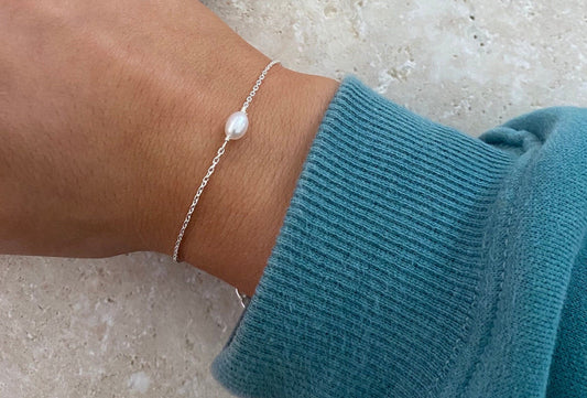 Pearl Bracelet Silver, 925 Sterling Silver Pearl Bracelet, Dainty Silver Braclelet, Pearl Beaded Bracelet, Bracelet with Freshwater Pearls